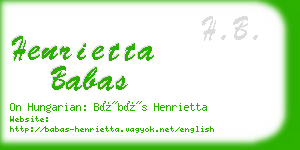 henrietta babas business card